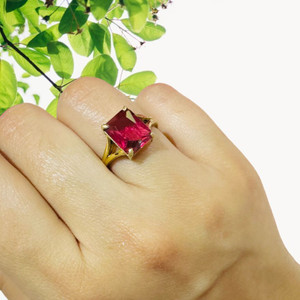 Chopra Gems Most Demanded and Beautiful 100% Effective Ruby Manik Ring Original Brass Gold Plated Ring