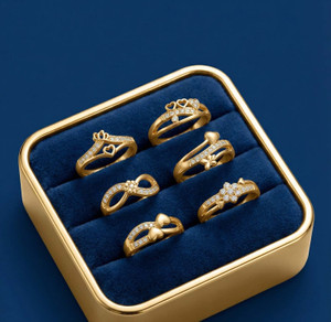 brado jewellery Combo of 6 Ad (American diamond) Adjustable Rings For Women and Girls Brass Diamond Gold Plated Ring