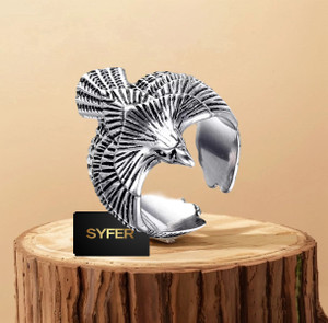 Syfer Eagle Ring for Girl and Boy, Adjustable Eagle Ring for Men and Women Stainless Steel Silver Plated Ring