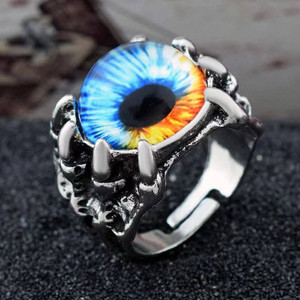Syfer Dragon/Evil Eye ring for Men and WOmen Stainless Steel Silver Plated Ring