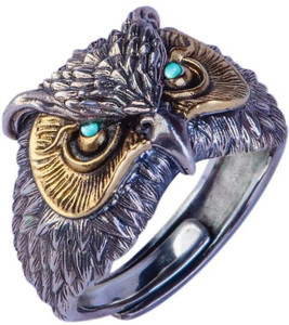 Thrillz Latest Ring For Boys Owl Face Vintage Rings Silver Finger Ring For Men Girls Stainless Steel Silver Plated Ring