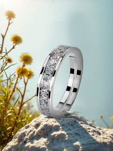 Miss Highness 925 Pure Silver Rhodium Plated Ring for Men, Adjustable Free Size – Gift for Him Sterling Silver Cubic Zirconia Rhodium Plated Ring