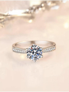 Devora Sizzling Solitaire Adjustable propose ring for girls and women Stainless Steel Zircon Sterling Silver Plated Ring