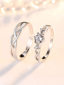 Devora Adjustable Couple Rings for lovers valentine gift Stainless Steel Ring Set