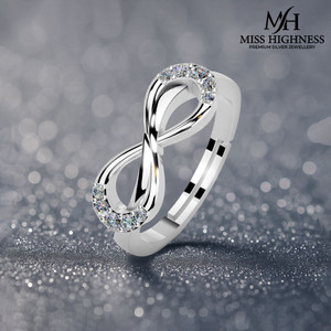 Miss Highness 925 Pure Silver for Women, Free Size Adjustable, Gift for Her Sterling Silver Cubic Zirconia Rhodium Plated Ring