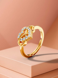 Miss Highness 24K Gold Plated 925 Silver Adjustable Heart Infinity Ring|Romantic Gift for Girl Sterling Silver Cubic Zirconia Gold Plated Ring