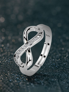 Miss Highness 925 Pure Silver Infinity Ring for Women & Girls, Adjustable Size – Gift for Her Sterling Silver Cubic Zirconia Rhodium Plated Ring