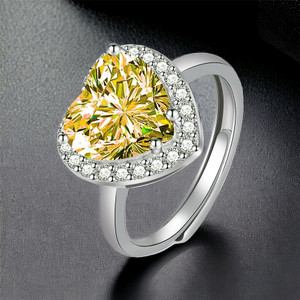 MYKI Heart Solitaire Adjustable Ring For Women & Girls Stainless Steel Cubic Zirconia Silver Plated Ring