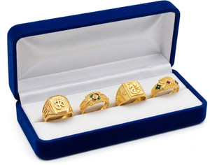 SRgreats SRgreats Pack of 4 Om Symbol Ring & Peacock Symbol Men Women Ring Gold Plated Brass Gold Plated Ring