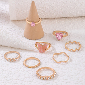 Jewels Galaxy Fashionable Stackable Rings Set Brass Gold Plated Stack Ring