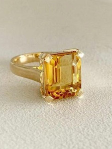 kanvi 7.25 Ratti Pukhraj Stone Original Certified Yellow Sapphire Adjustable Ring Brass Sapphire Gold Plated Ring