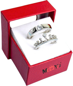 ME&YOU King and Queen Couple for Every Special Occasion IZ19Ringcouple3-003 Stainless Steel Silver Plated Ring Set