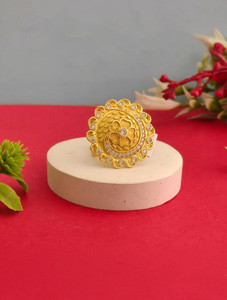 Kesvi 1 GRAM GOLD PLATED ADJUSTABLE RING FOR GIRLS & WOMEN Brass Gold Plated Ring