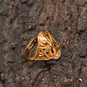 Weldecor Ethnic 18k Gold Plated Brass Oxidized Ring for Women & Girls Metal Ring