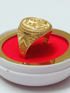 TMRcreation Fancy Ganesh owal ring for man and boys / golden ring brass plated ring Brass Gold Plated Ring