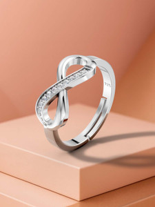 Miss Highness 925 Pure Silver Infinity Ring for Women & Girls, Adjustable Size – Gift for Her Sterling Silver Cubic Zirconia Rhodium Plated Ring