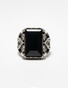 AL Minza Stainless Steel, Alloy Onyx Ring