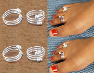 Goldfish Stylish Adjustable Toe Rings For Women Brass, Silver Toe Ring