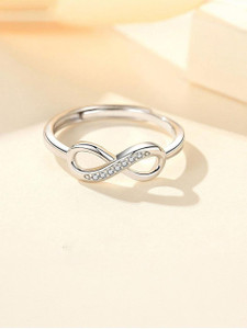 MYKI Elegant Ring For Women & Girls Stainless Steel Cubic Zirconia Silver Plated Ring