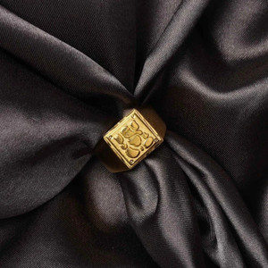 DIVINE HINDU Premium Gold Plated Ganesha Ring Spiritual Jewellery Hindu God Jewellery for Men Brass Gold Plated Ring