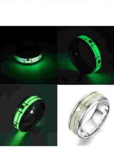 zebisco Titanium Heart Beat Ring Small Gifts Glow in The Dark Finger Band Crystal, Stainless Steel, Sterling Silver, Zinc Crystal Platinum, Rhodium, Silver, Sterling Silver, Titanium Plated Ring
