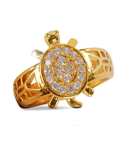 daymax Meru Ring Adjustable Tortoise Ring For For Men and Women For Good Luck, Kachua Tortoise Ring Brings Good Luck And Prosperity Brass Cubic Zirconia Gold Plated Ring
