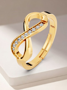 Miss Highness 925 Silver 24K Gold Plated Infinity Ring for Women, Adjustable Size, Gift Her Sterling Silver Cubic Zirconia Gold Plated Ring