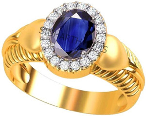 KUSHMIWAL GEMS 11.25 Ratti 10.25 Crt AA++ Certified Blue Sapphire Ring Nilam/Neelam Stone Ring Brass Sapphire Gold Plated Ring
