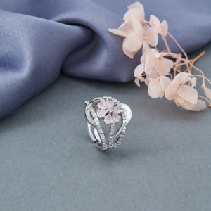 Gungun Creation Stainless Steel Cubic Zirconia Silver Plated Ring