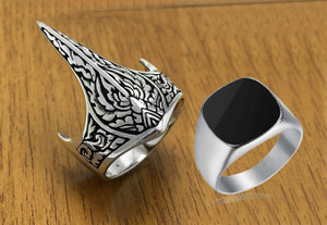 SELENITE Eagle Ring for Men & Women turkish Ertugrul Gazi Ring For Boy Men Dirilis Ring Stainless Steel Silver Plated Ring Set
