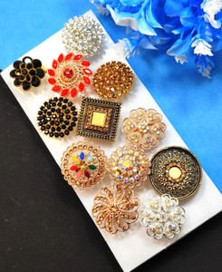 Divyanshi Collection Combo Pack Of Fancy Multicolour 12 Ad Rings पीतल हीरा सोना, सिल्वर प्लेटेड रिंग सेट