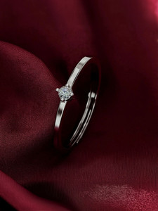 Miss Highness 925 Pure Silver Solitaire Ring for Women & Girls, Adjustable – Valentine’ Gift Sterling Silver Cubic Zirconia Rhodium Plated Ring