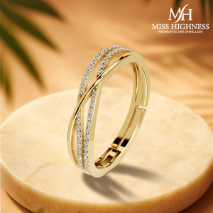Miss Highness 24K Gold Plated 925 Sterling Silver Infinity Ring For Women Sterling Silver Cubic Zirconia Gold Plated Ring