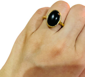 Gemzonite Lab certified Original stone Black sulemani Hakik / Agate ring Brass Gold Plated Ring