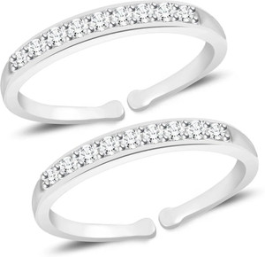 Parnika Stunning CZ (Leg Finger Rings) Pure 92.5 Sterling Silver Cubic Zirconia Toe Ring