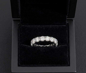 GanPatique Classic Round Cut Cubic Zirconia Eternity Ring Stainless Steel Cubic Zirconia Rhodium Plated Ring