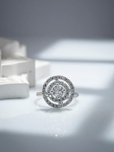 JUERI Women Fashion Finger Ring|Ring For Girls| Brass Diamond Silver Plated Ring