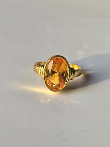 BHAIRAV 4.25 Ratti Yellow(Pukhraj) Sapphire Gemstone Brass Sapphire Gold Plated Ring
