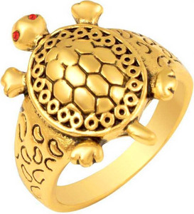Fashion Frill Men's Fabulous Lucky Turtle Desing Ring Turtle Ring For Men Stainless Steel Gold Plated Ring