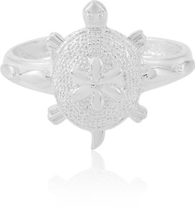 Mahakaal Jewels Silver Plated Tortoise Turtle Vastu Feng Shui Kachua Good Luck Finger Ring Brass Silver Plated Ring