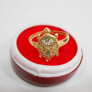 jr fashion Panchaloha (Impon) Tortoise Fancy Stone Bronze Zircon, Emerald Ring