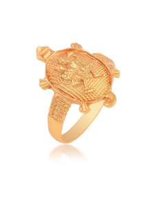 RN Gold Plated Brass, Tortoise with Flying Hanuman, Bajrang Bali, Balaji, Turtle Design, Free Size Finger Ring for Men and Women Brass Gold Plated Ring
