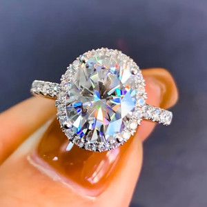 Zarkan Hallmarked Silver Ring With Oval Cut Diamond For Girls & Women Silver Zircon Rhodium Plated Ring