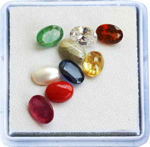 HAWAI Navratna Stone Set of Gems for 9 Planets/Navagraha Stone Stone Emerald, Zircon, Pearl, Sapphire, Ruby, Coral, Cat's Eye, Sapphire, Garnet Ring