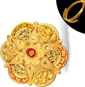 zevarhouse 1 Gram Gold Plated Golden Adjustable Ring Metal, Copper, Alloy Gold Plated Ring