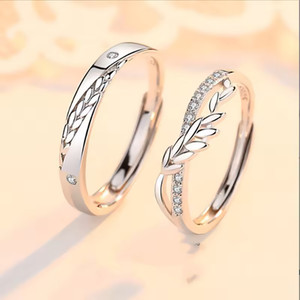 Alvira Adjustable Couple Combo Lovers American diamond Valentine Metal Cubic Zirconia, Crystal, Diamond Silver, Rhodium Plated Ring