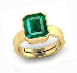 S KUMAR GEMS & JEWELS Certified Natual 7.25 Ratti Emerald stone (Panna) Panchdhatu Alloy Emerald Gold Plated Ring