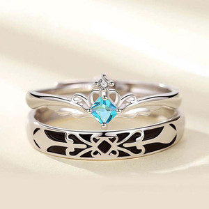 Syfer Princess and Knight Couple Rings Valentine Gift for lovers Trendy Fashionable Alloy Cubic Zirconia Platinum Plated Ring Set