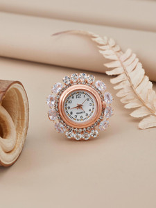 gcjewelery Rose gold Watch Type Adjustable Finger Ring New Concept For Girls And Women Brass Ring