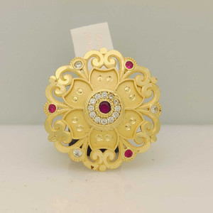 SHe's jewels Traditional 1 Gram Gold-Finish Ring with Ruby & CZ Stones for Festive Occasions Brass Cubic Zirconia, Ruby Gold Plated Ring